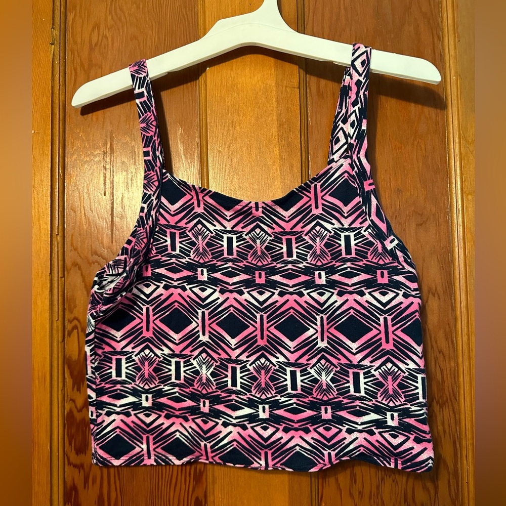 Aeropostale Pink and Black Geometric Tank Top